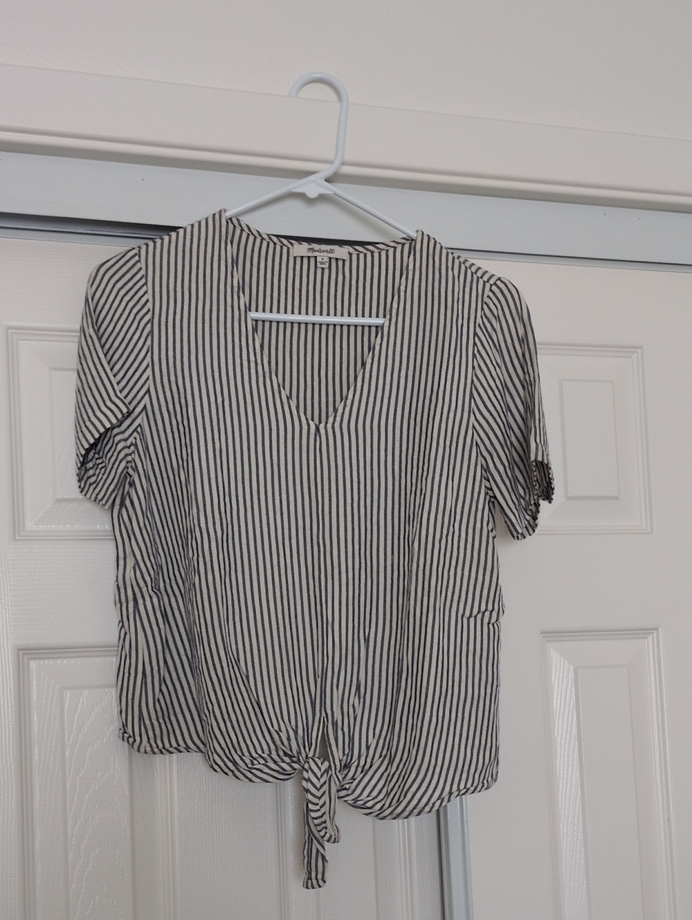 Madewell small striped v-neck tied front top